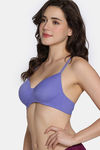 Zivame Glitter Straps Padded Non Wired 3/4Th Coverage T-Shirt Bra - Blue Iris — thumbnail 4